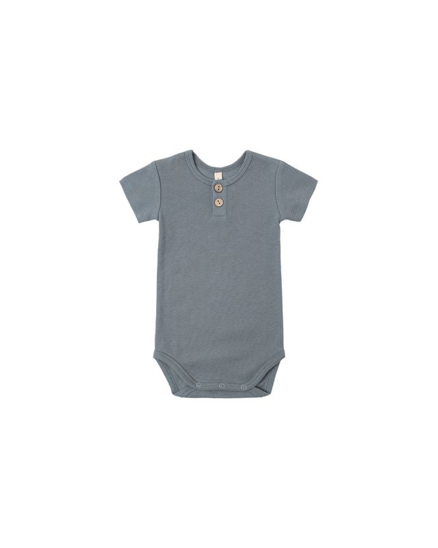 Quincy Mae Ribbed Henley Bodysuit - Ocean