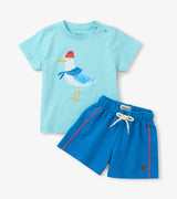 Graphic Tee and Short Set - Charming Seagull