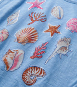 Cinched Shoulder Graphic Tee - Sea Shell