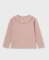 Ribbed Scallop Tee - Blush FINAL SALE