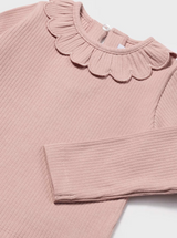 Ribbed Scallop Tee - Blush FINAL SALE