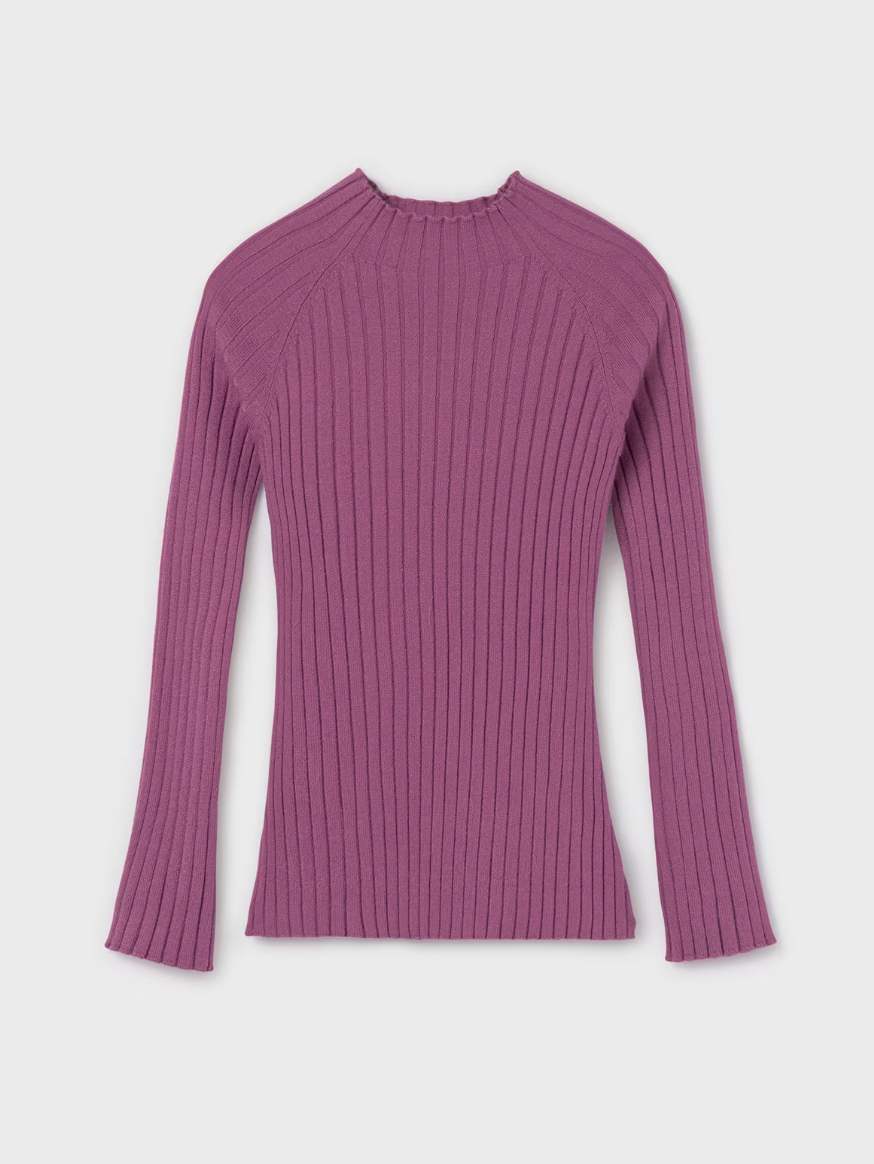 Ribbed Mock Neck Sweater - Mauve FINAL SALE