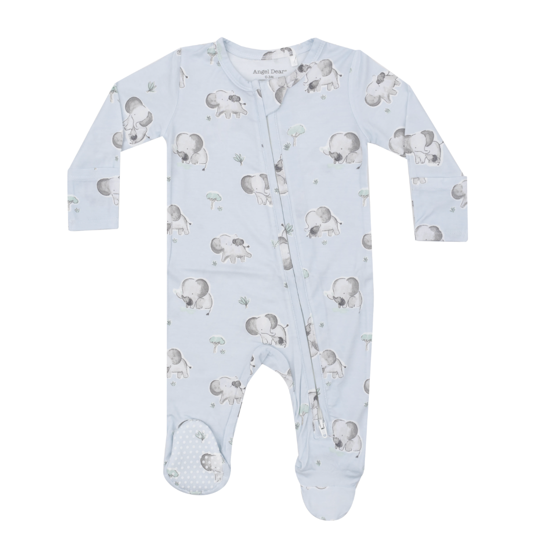 Zip Footie - Grey Elephants