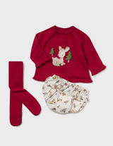 Sweater and Bloomers with Tights - Red