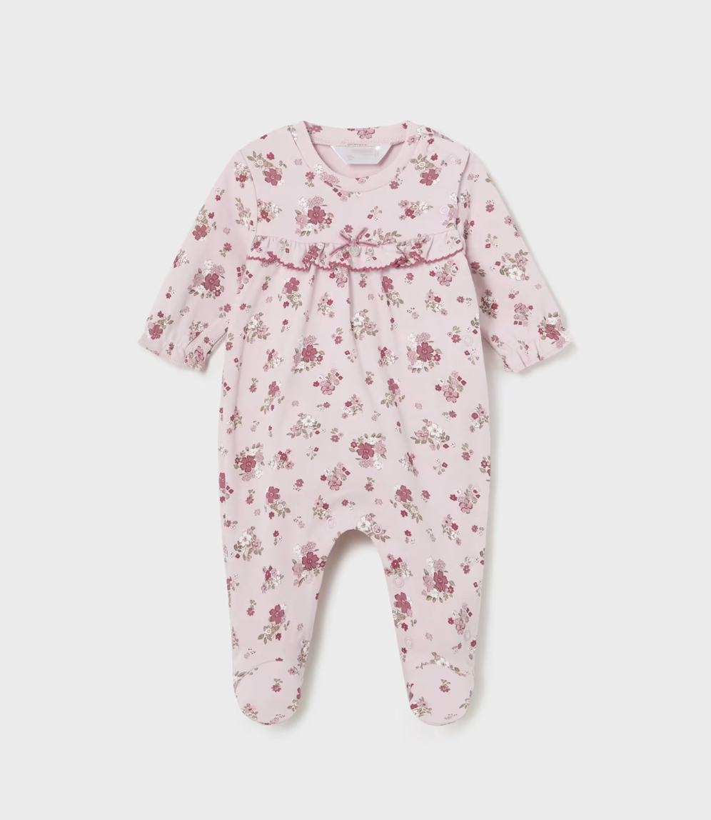 Ruffle Footie - Rose Floral