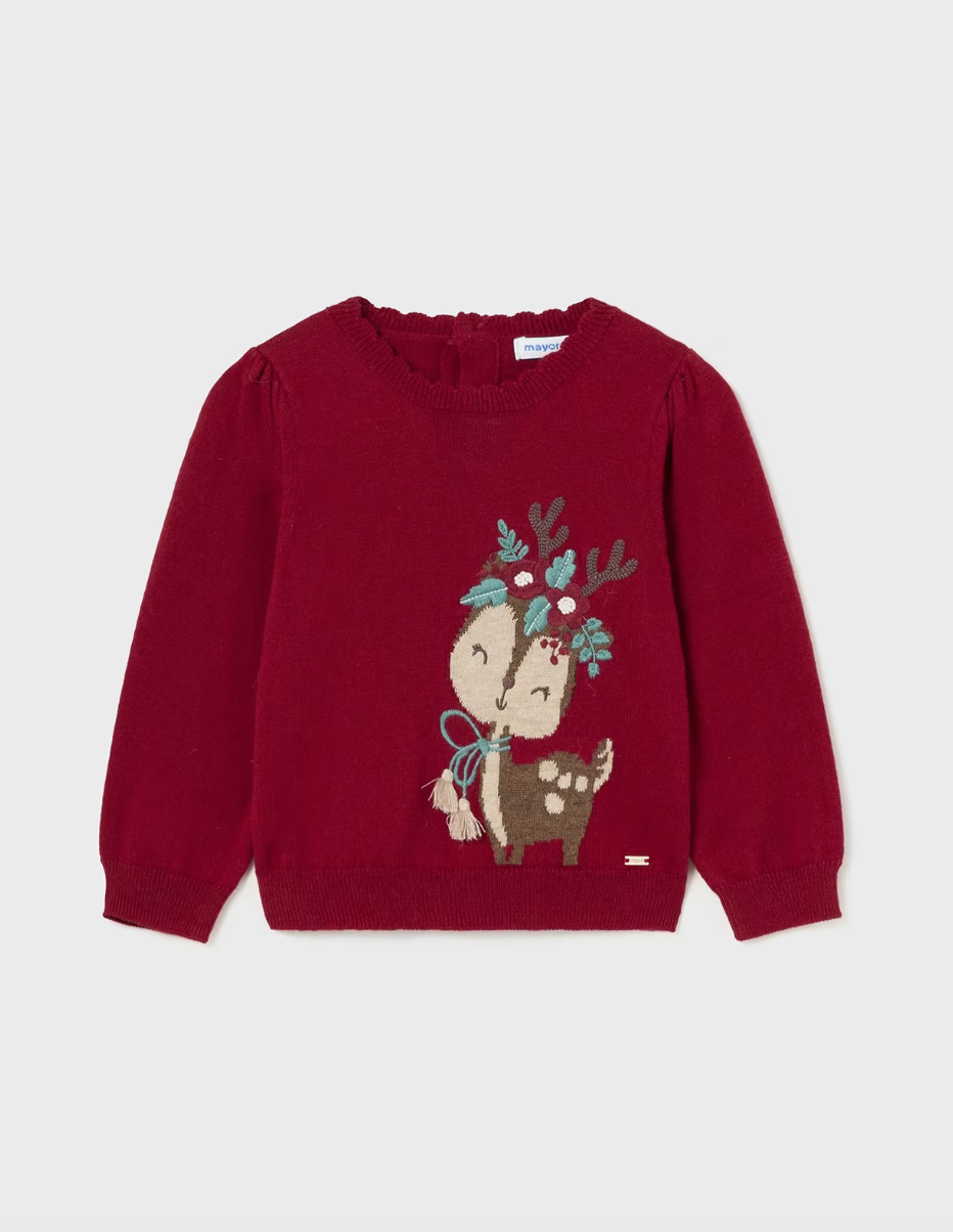 Embroidered Knit Sweater - Deer