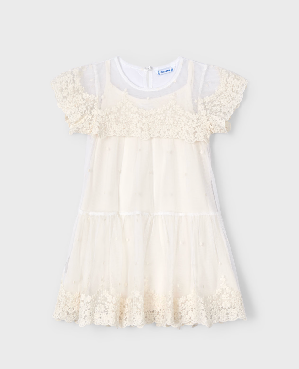 Embroidered Bone Dress - Bone