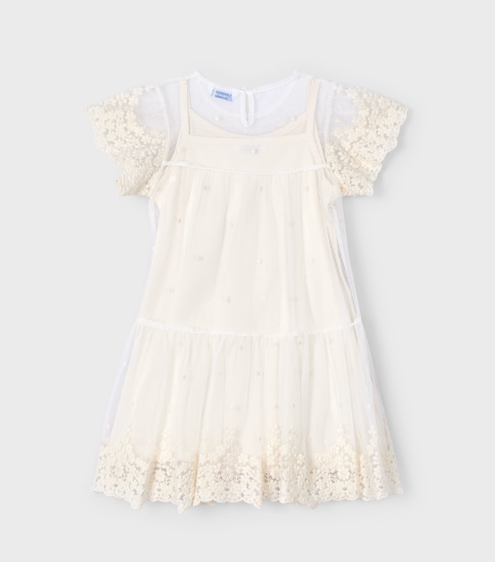 Embroidered Bone Dress - Bone