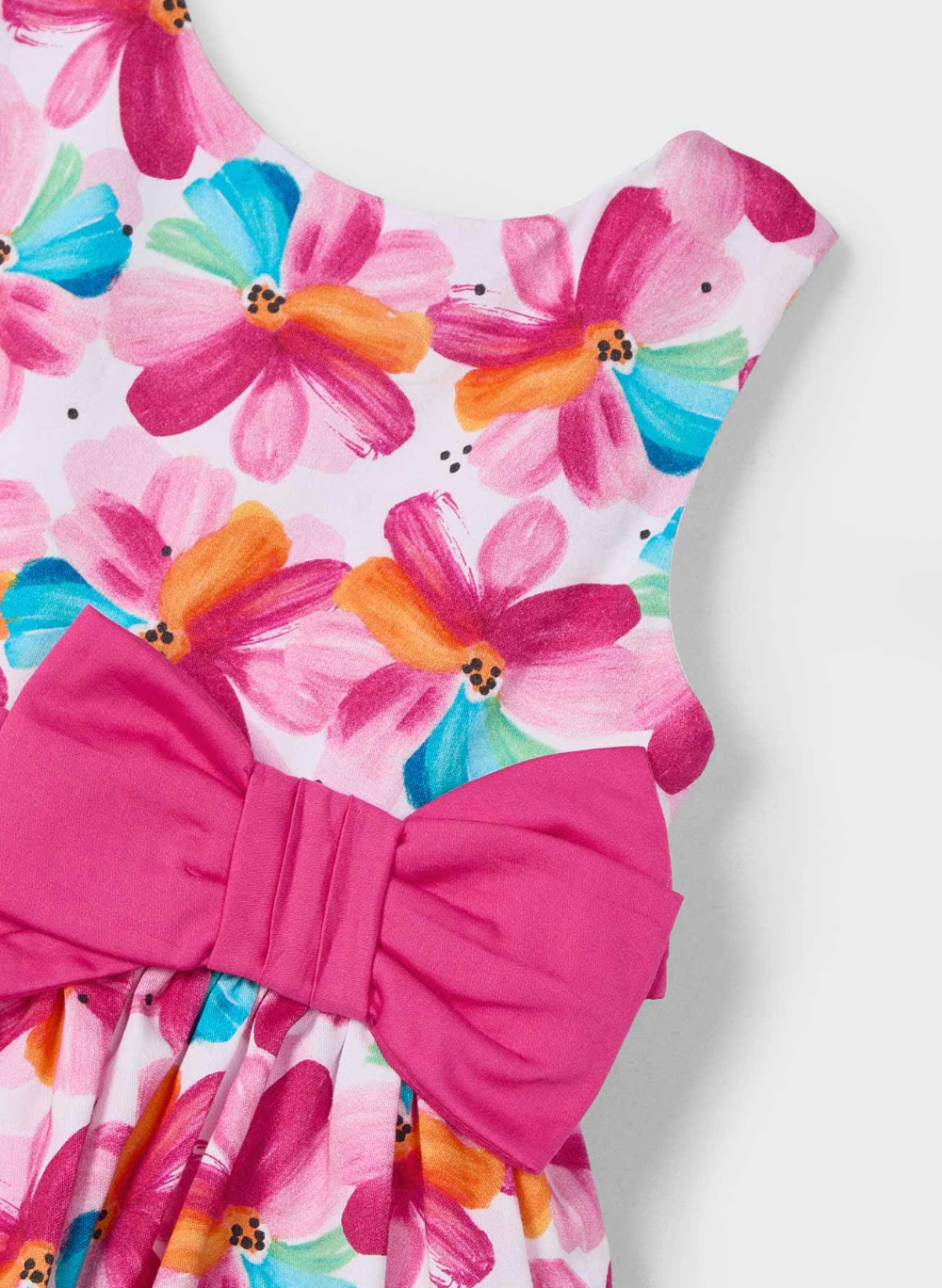 Bow Waist Dress - Magenta Floral