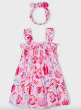 Smocked Dress and Headband - Magenta Sea Life