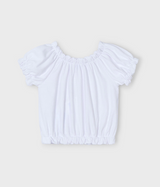 Cropped Puff Sleeve Tee - White