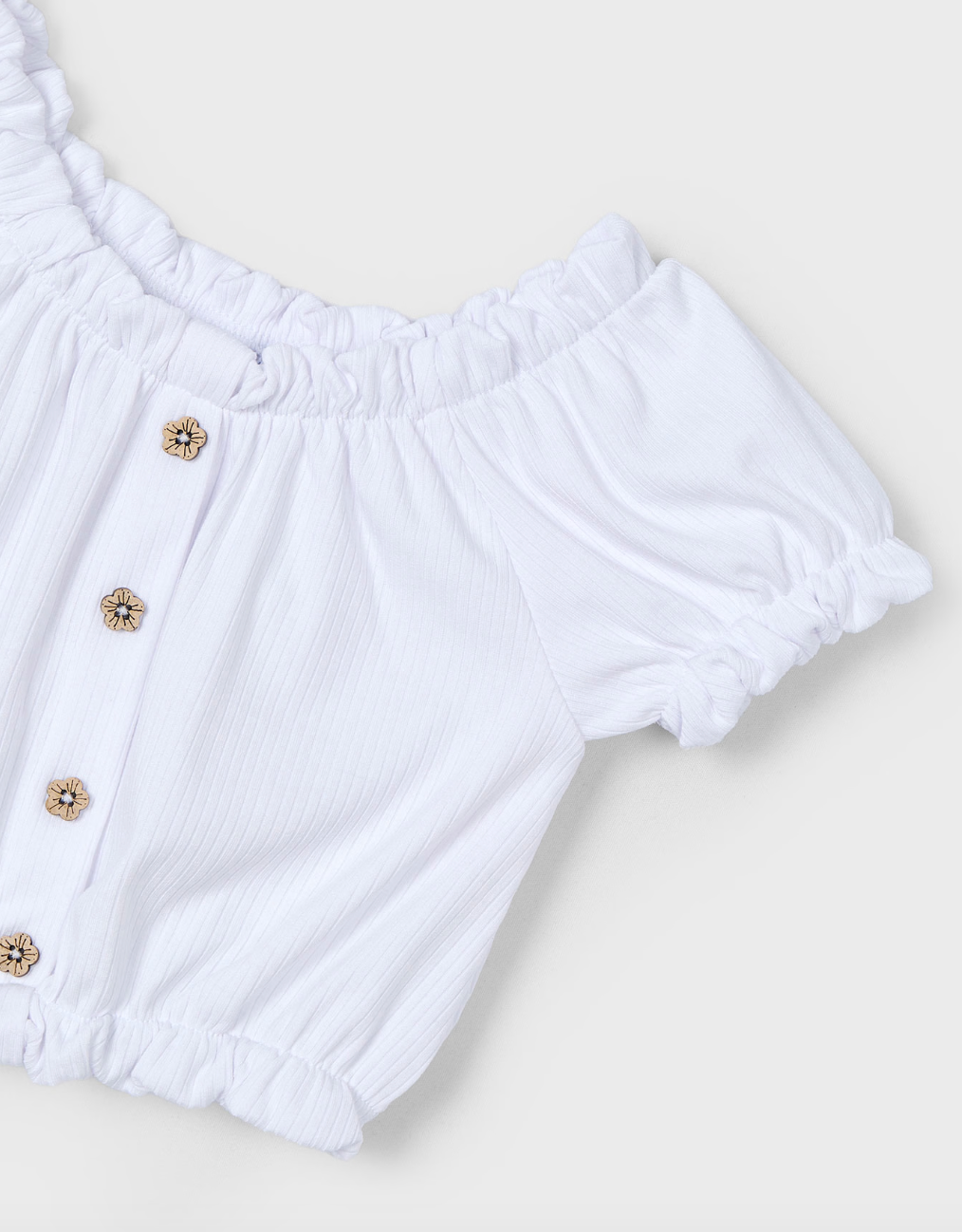 Cropped Puff Sleeve Tee - White