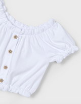 Cropped Puff Sleeve Tee - White