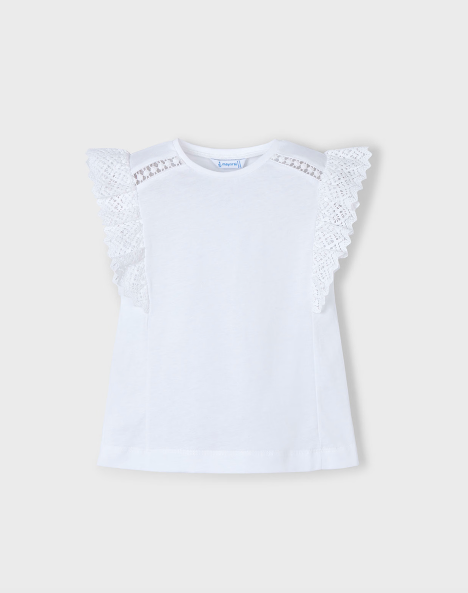 Ruffle Sleeve Top - White