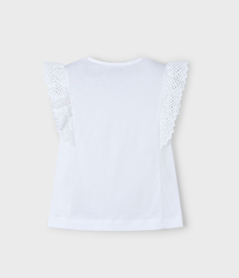 Ruffle Sleeve Top - White