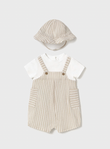 Faux Overalls - Oat Stripe