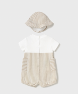 Faux Overalls - Oat Stripe