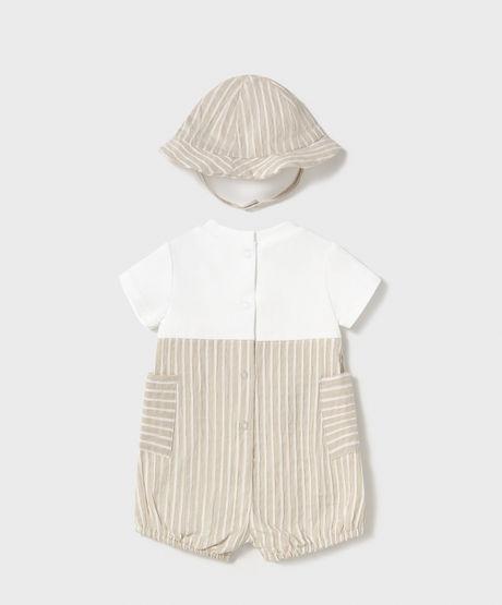 Faux Overalls - Oat Stripe