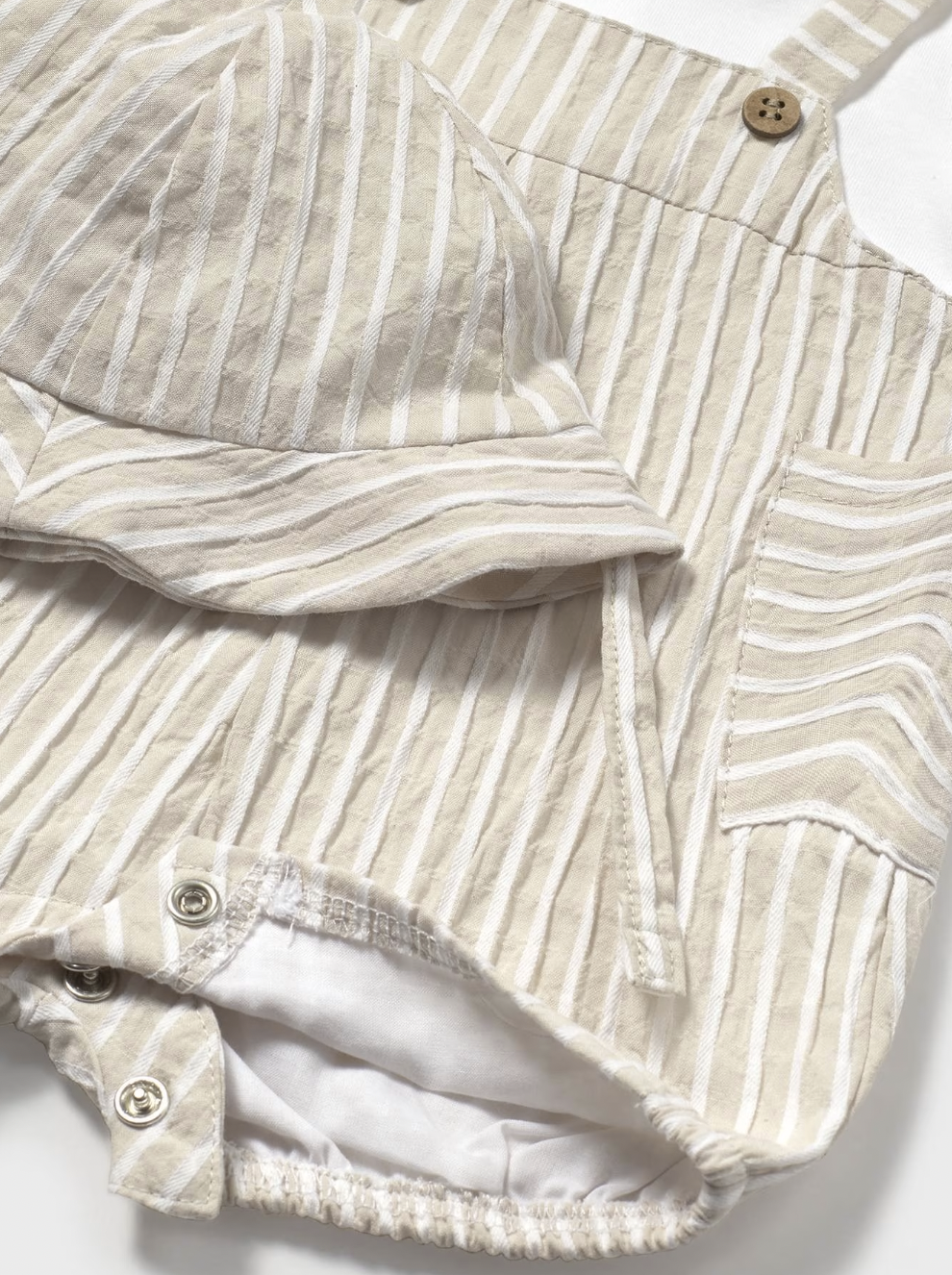 Faux Overalls - Oat Stripe