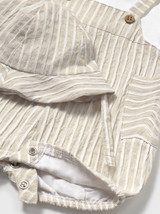 Faux Overalls - Oat Stripe