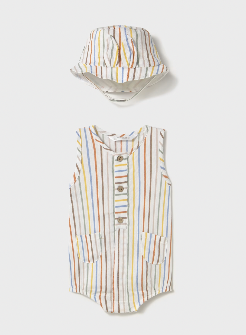 Pocket Romper and Hat - Stripes