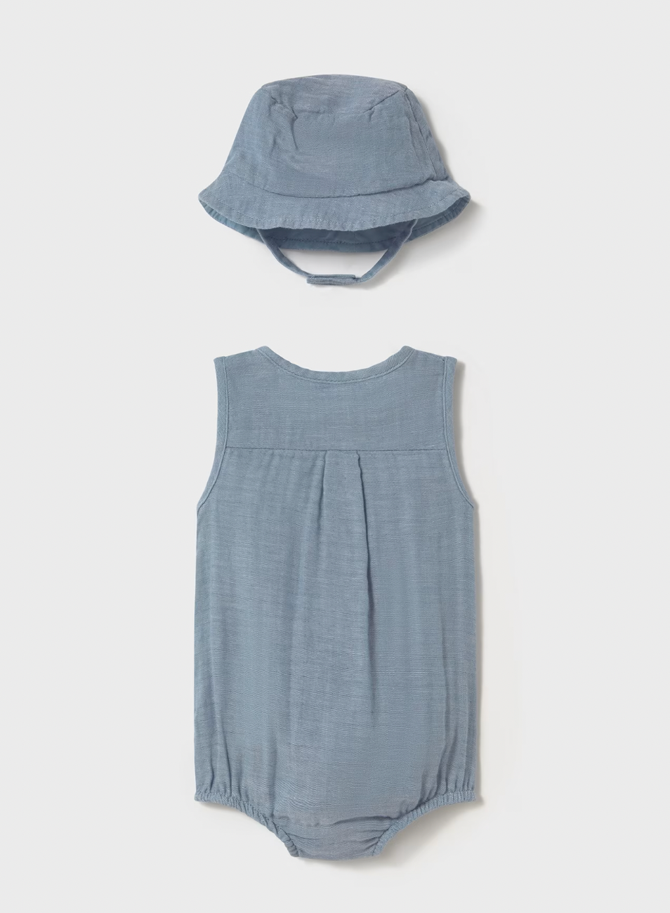Pocket Romper and Hat - Denim Blue