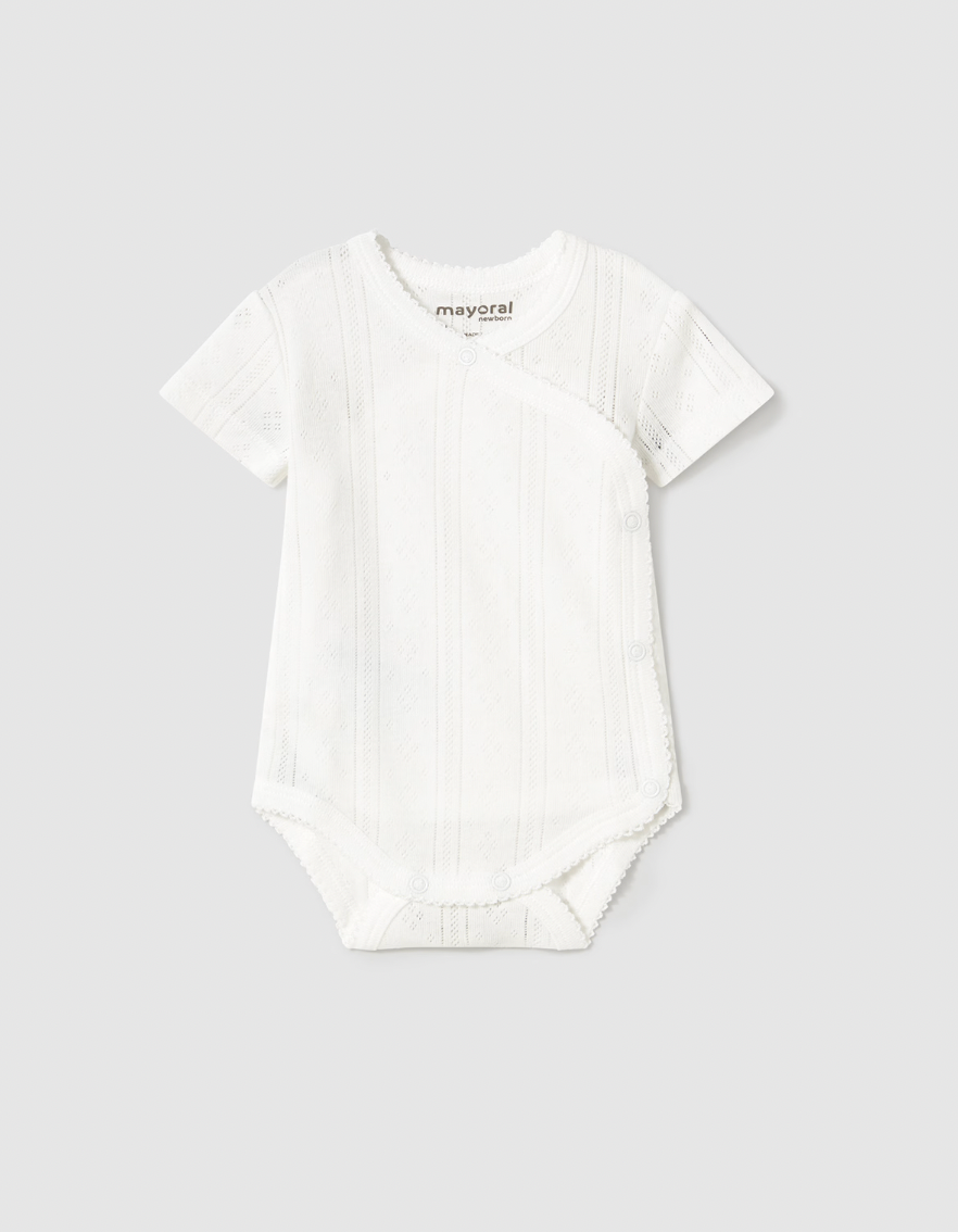Short Sleeve Bodysuit - White Pointelle
