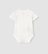 Short Sleeve Bodysuit - White Pointelle