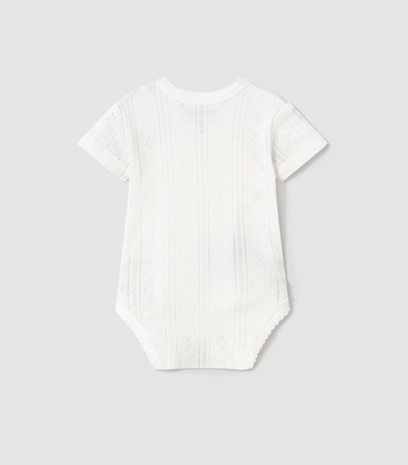 Short Sleeve Bodysuit - White Pointelle