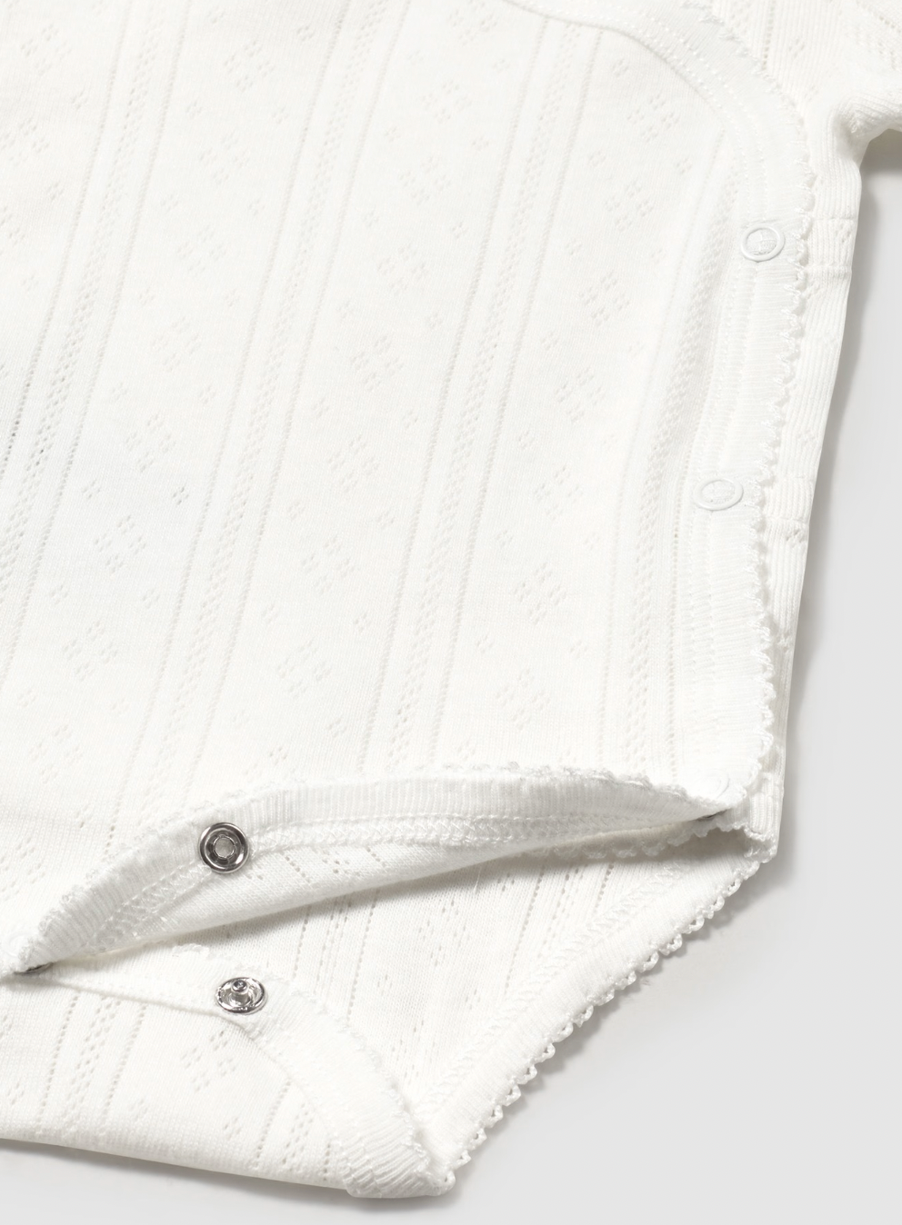 Short Sleeve Bodysuit - White Pointelle