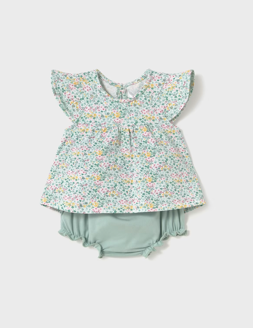 Flutter Sleeve Tee and Bloomers - Jade Floral