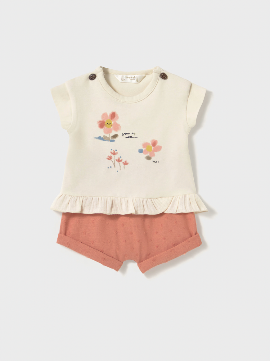 Ruffle Tee and Shorts - Peach