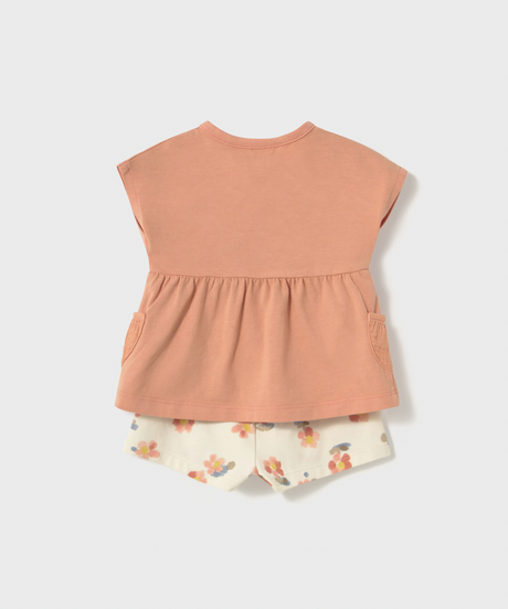 Muslin Pocket Tee and Shorts - Peach