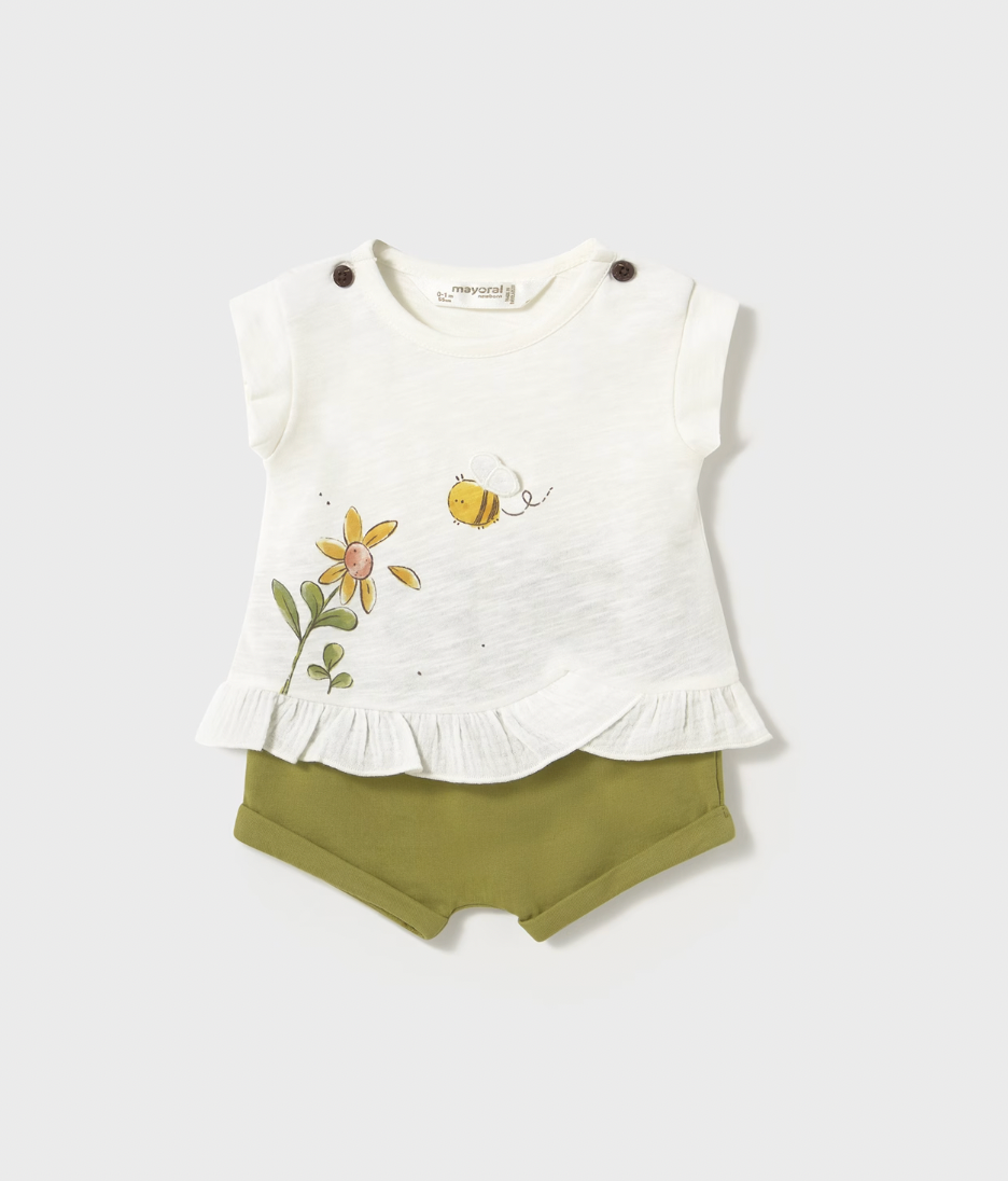 Ruffle Tee and Shorts - Friendly Bee