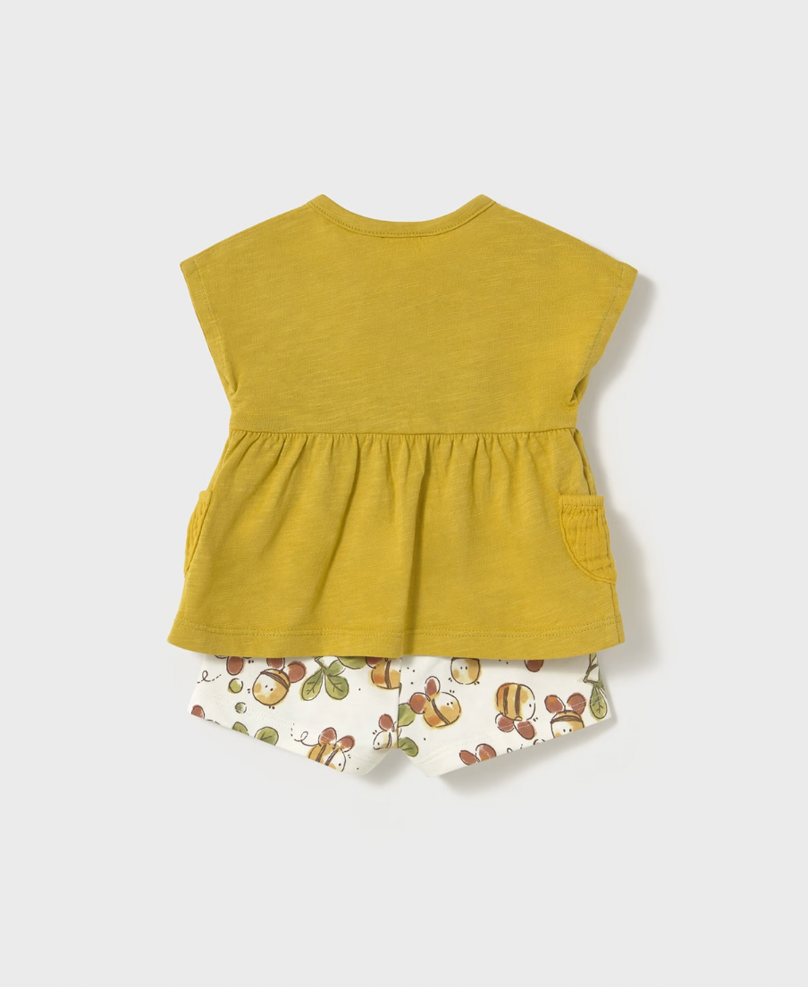 Muslin Pocket Tee and Shorts - Bees