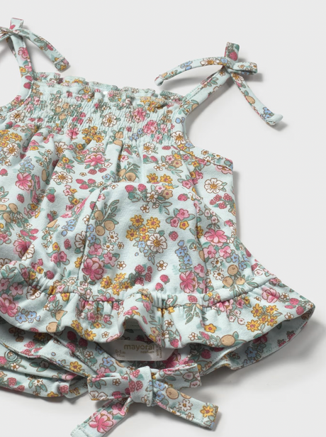 Smocked Bubble and Hat - Jade Floral