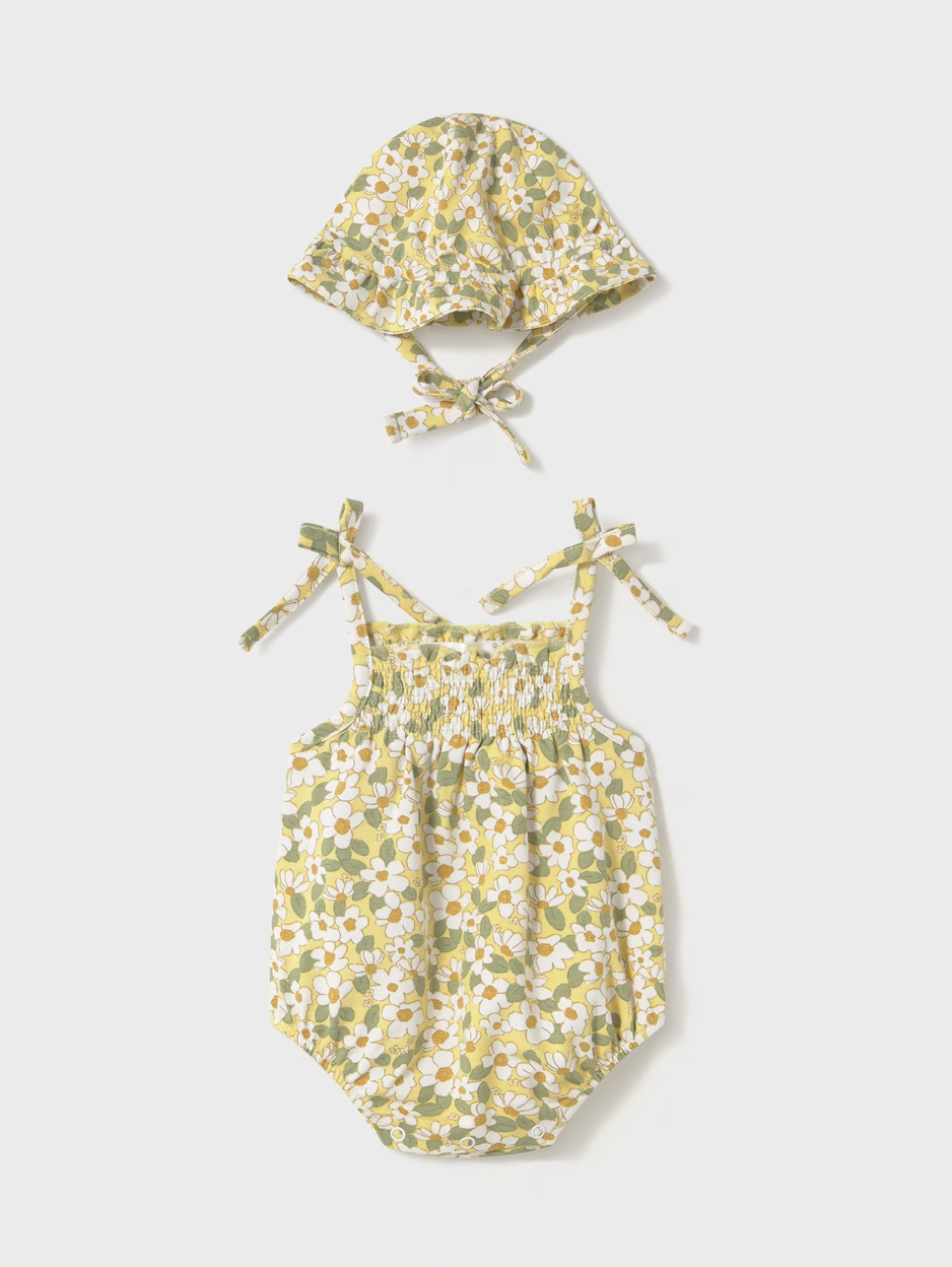 Smocked Bubble and Hat - Daisy