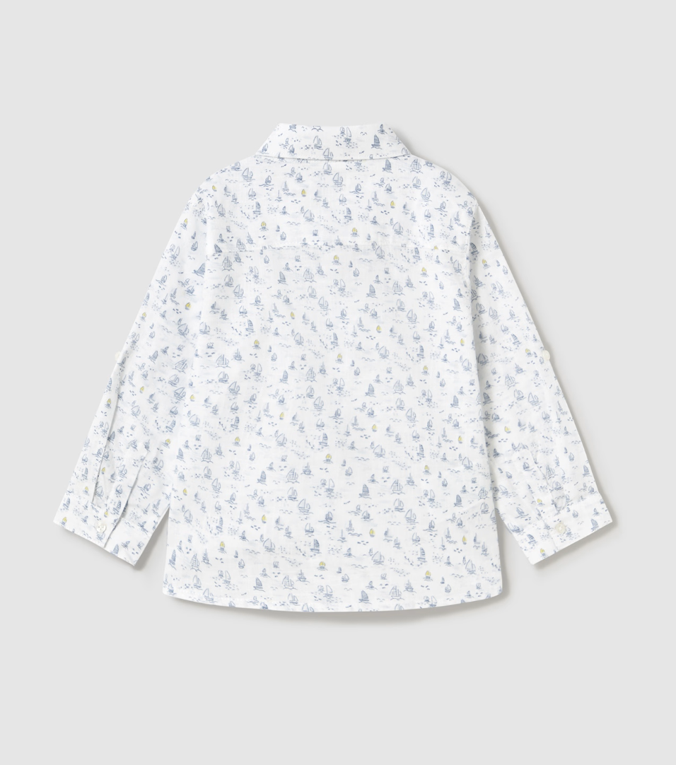 Long Sleeve Button Down - Sailboats