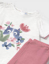Graphic Tee and Leggings - Floral Cat