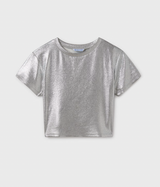 Metallic Ribbed Tee - Silver