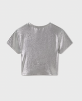 Metallic Ribbed Tee - Silver
