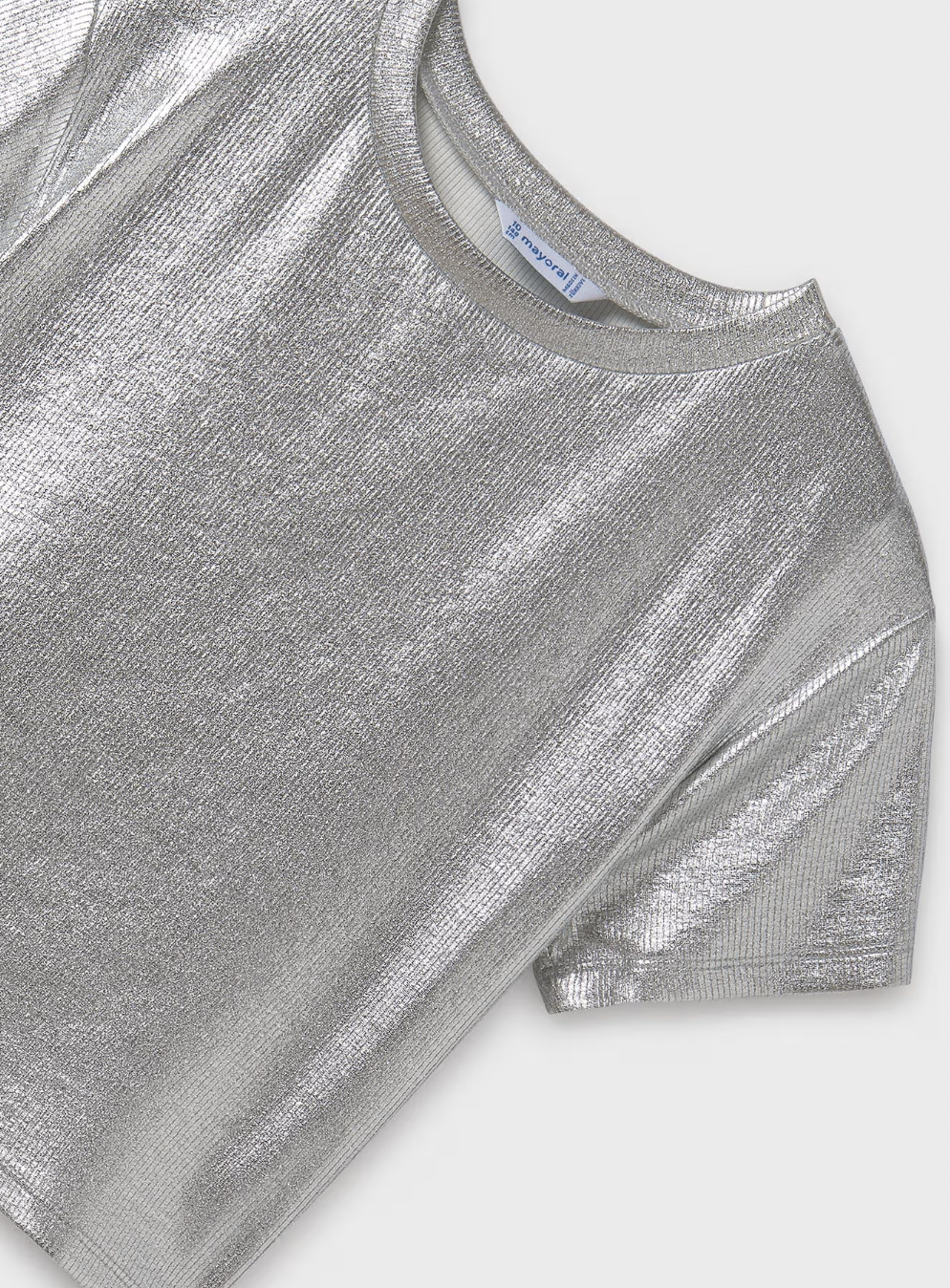 Metallic Ribbed Tee - Silver