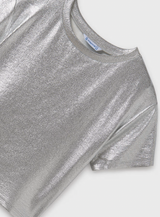 Metallic Ribbed Tee - Silver