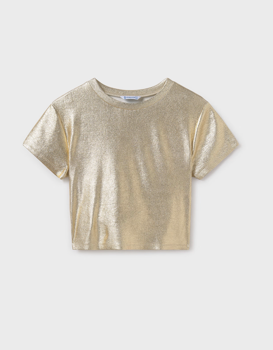 Metallic Ribbed Tee - Gold