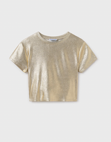 Metallic Ribbed Tee - Gold