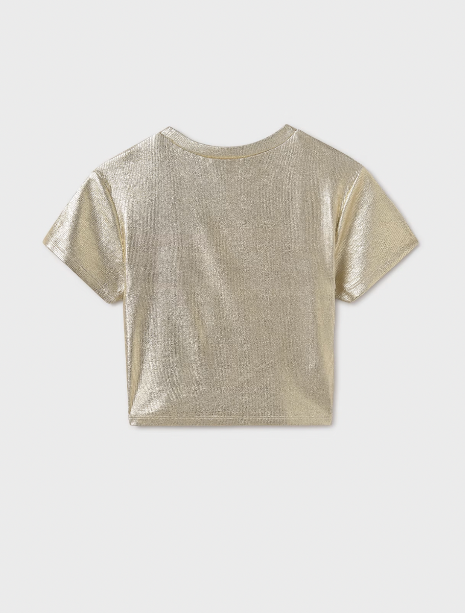 Metallic Ribbed Tee - Gold