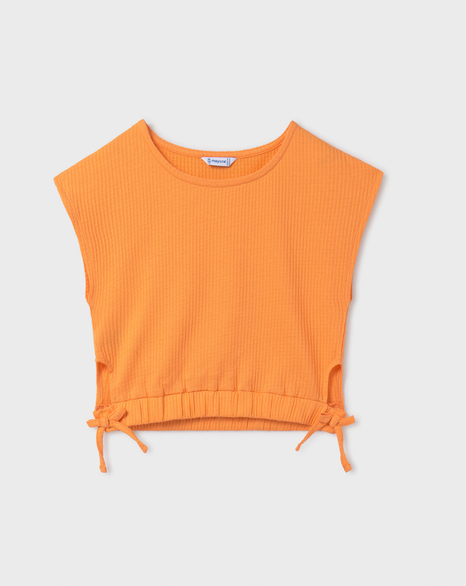 Waffle Side Tie Tee - Pumpkin