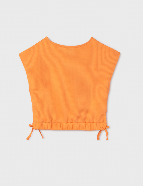 Waffle Side Tie Tee - Pumpkin