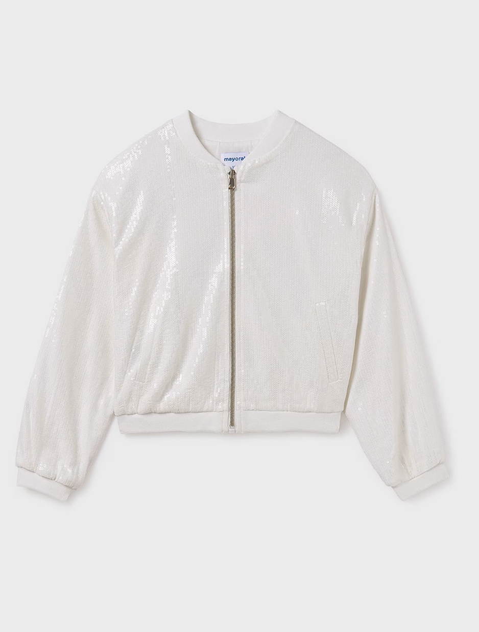 Sequin Bomber Jacket - White