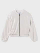 Sequin Bomber Jacket - White